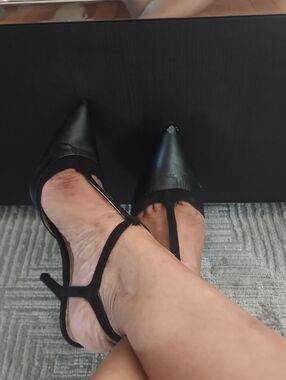 BCBGeneration Black Pointed T-Strap Pumps